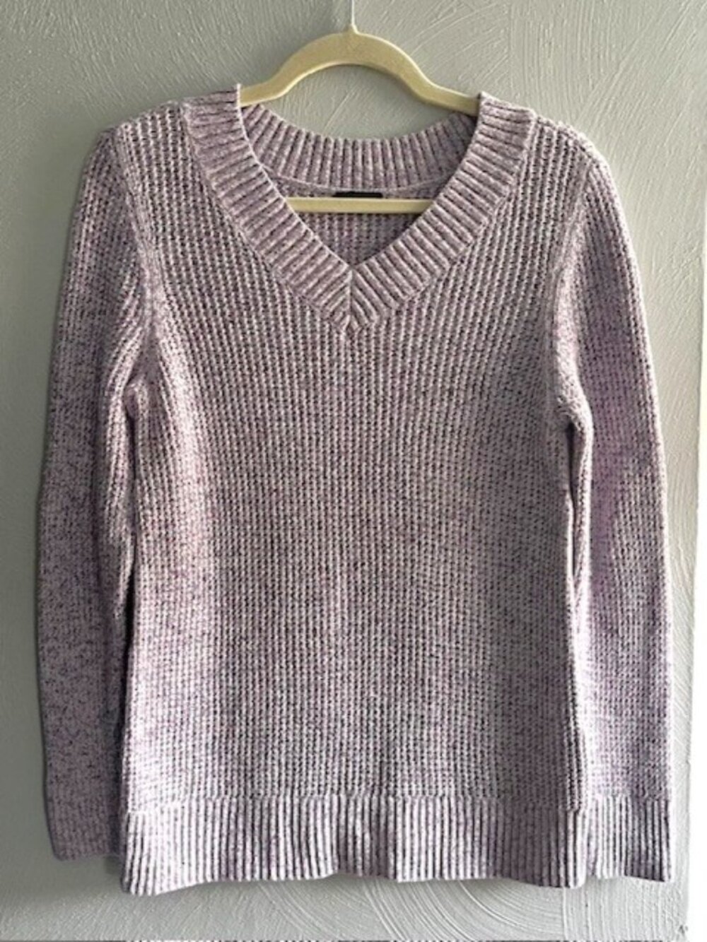 Talbots Ribbed Knit V-neck Cotton Sweater Lilac Lavender Women's Size Medium